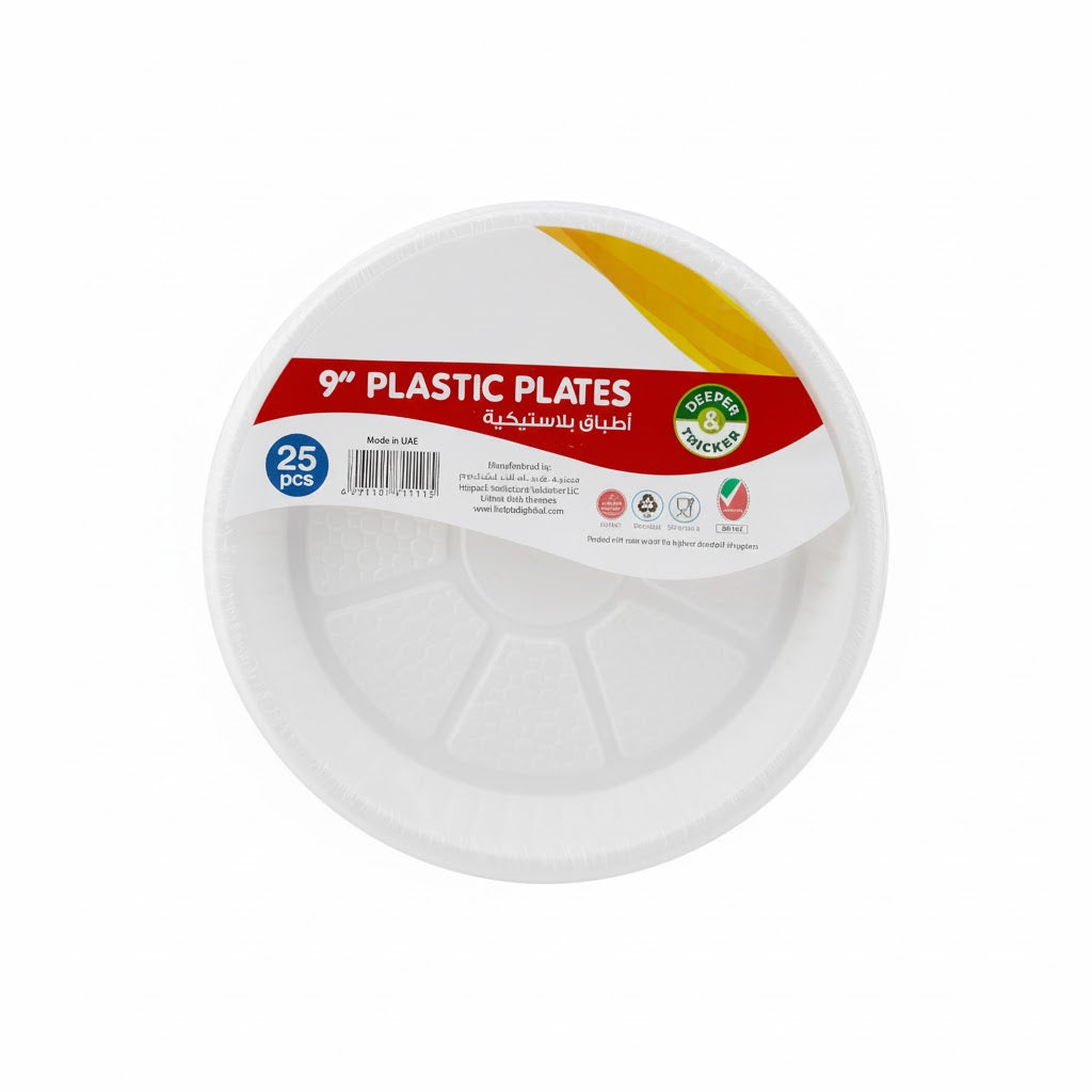 Prestige Plastic Plate, 9 inch, 25 Pieces