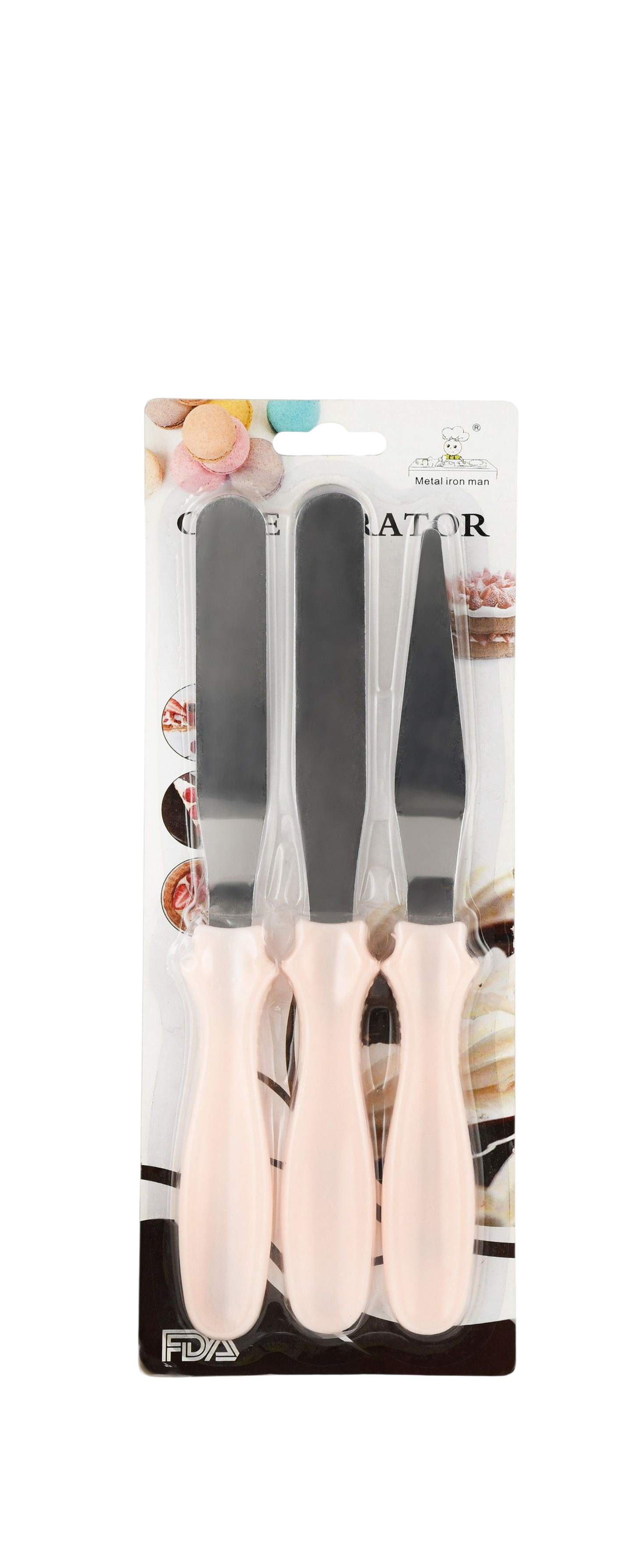 Metal Iron Man Pink Cake Modeling Knife Set, 3 pcs