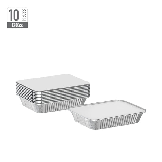 Al Jazeera Aluminum Container with Lids Food Grade 1200cc, 10 Pieces