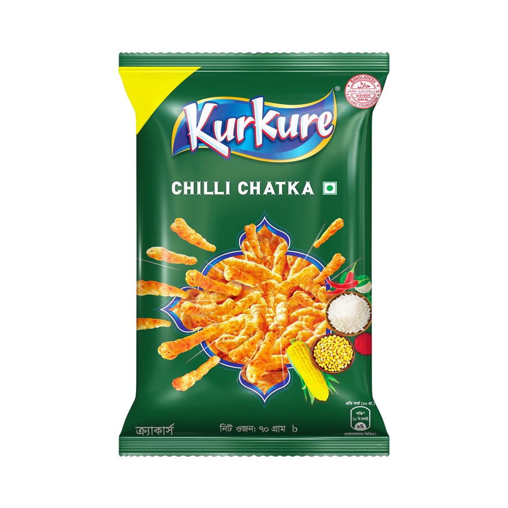 Kurkure Chilli Chatka Flavour Namkeen Chips, 75g