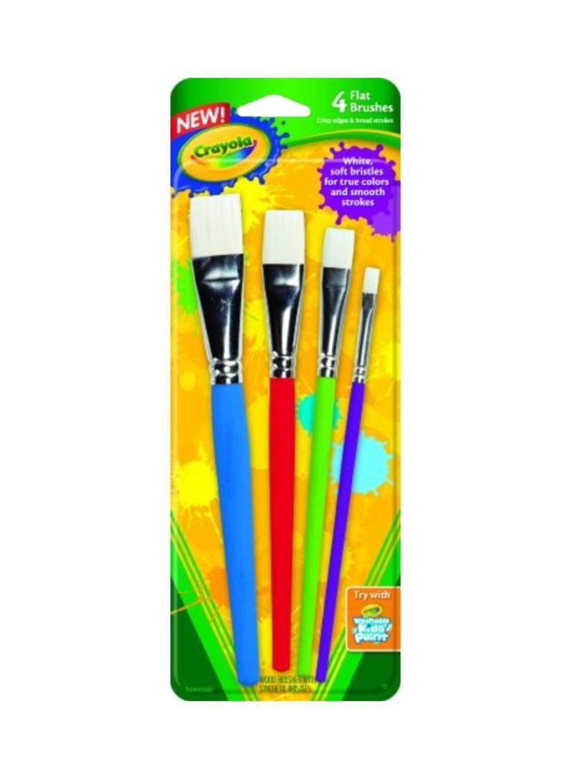 فرش طلاء مسطحة من كرايولا، 4 قطع