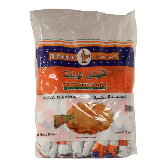 Al Mudhish Pizza Flavour Tortilla Chips, 24x20g