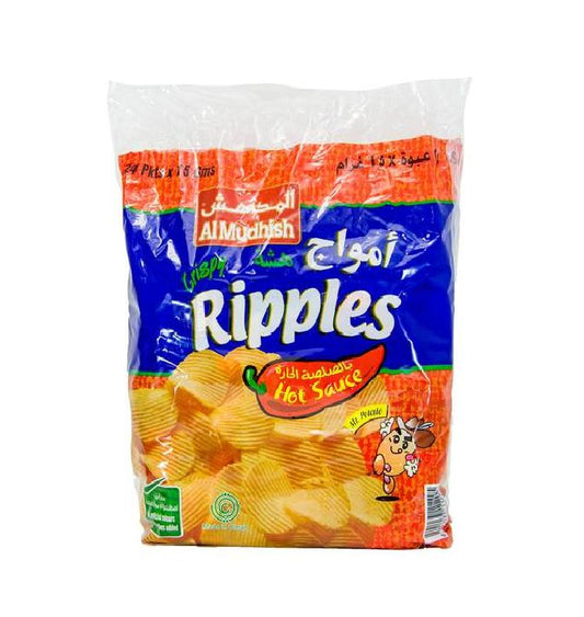 Al Mudhish Ripple Hot Sauce Potato Chips, 24x15g