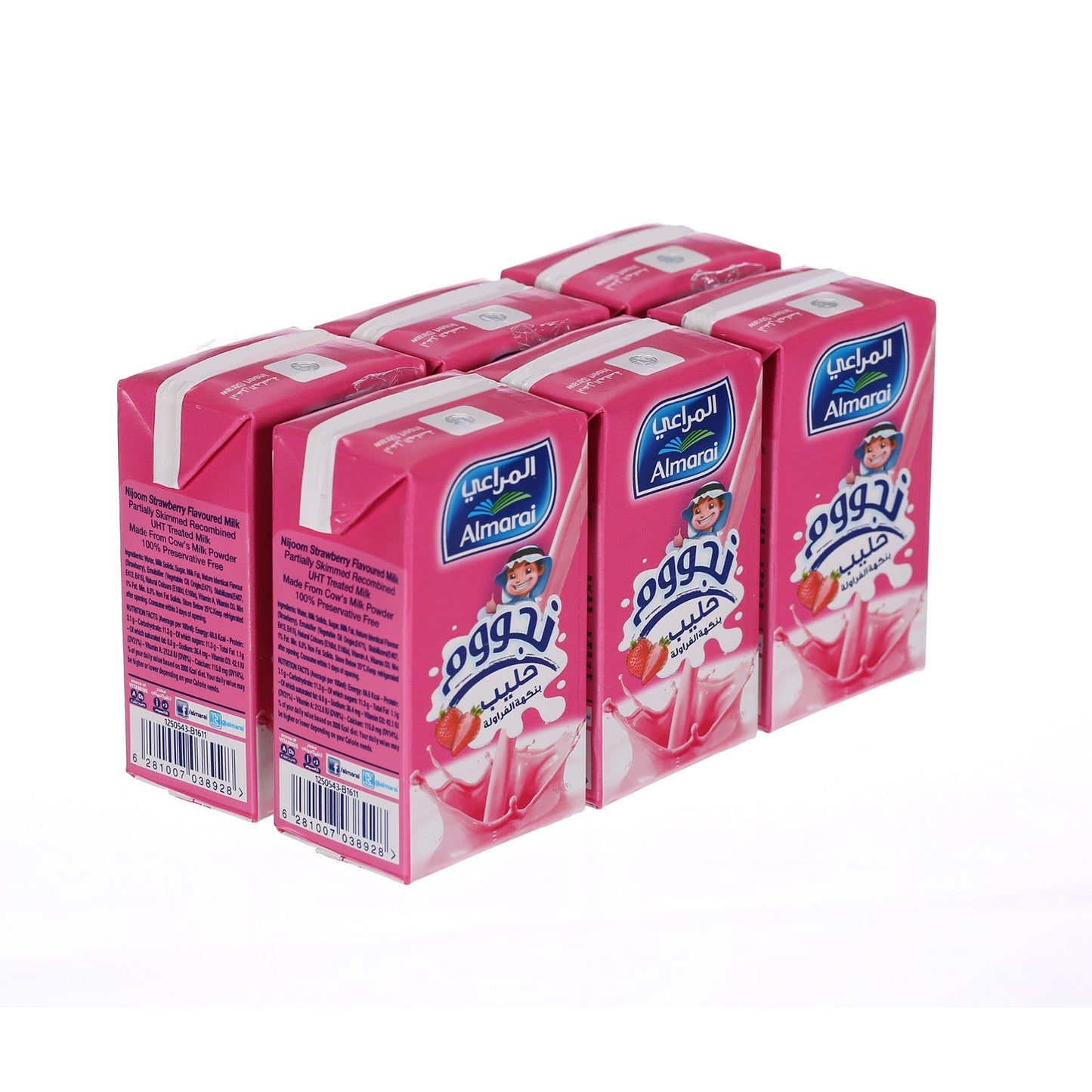 Almarai Uht Nijoom Strawberry Milk, 6x150ml/ long-life strawberry milk
