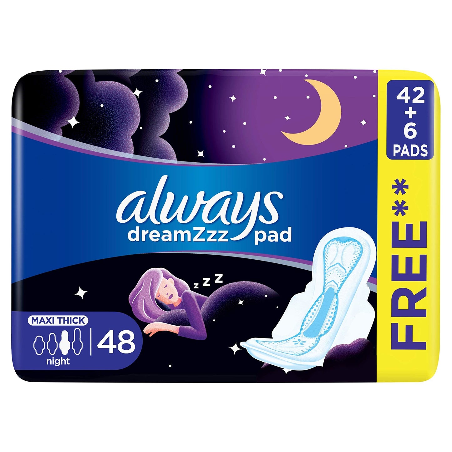 Always Dreamz Pad Night Wings, 48 Pieces