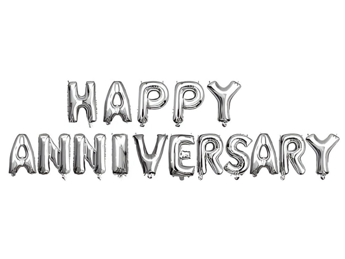 Anniversary Party Decorations Foil Balloon Banner-Silver