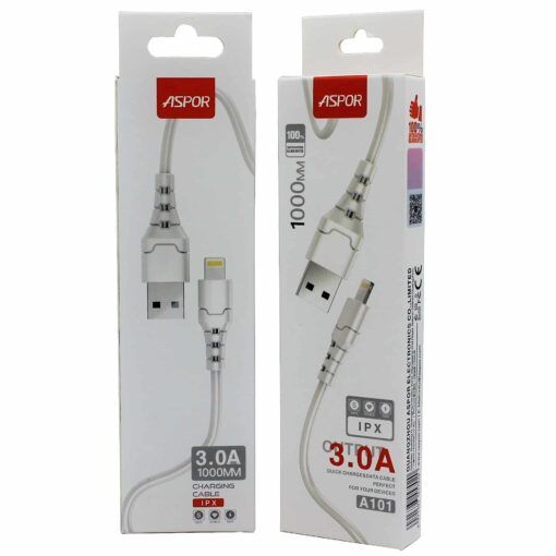 كابل شحن ونقل بيانات سريع Aspor 1000 مم Perfect A101 Ipx، 3.0A
