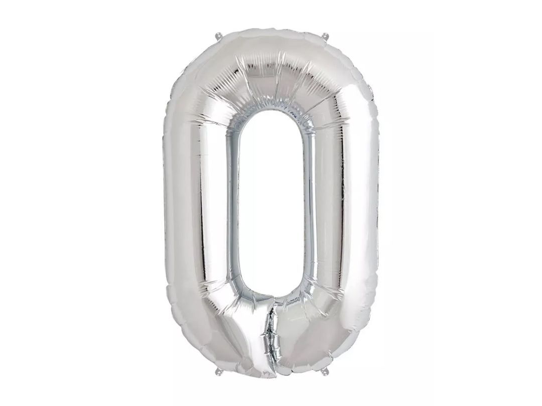 Balloon Number 0 Silver (Filled With Regular Air)