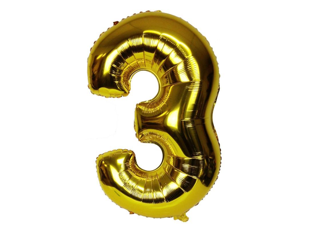 Balloon Number 3 Gold (Filled With Regular Air)