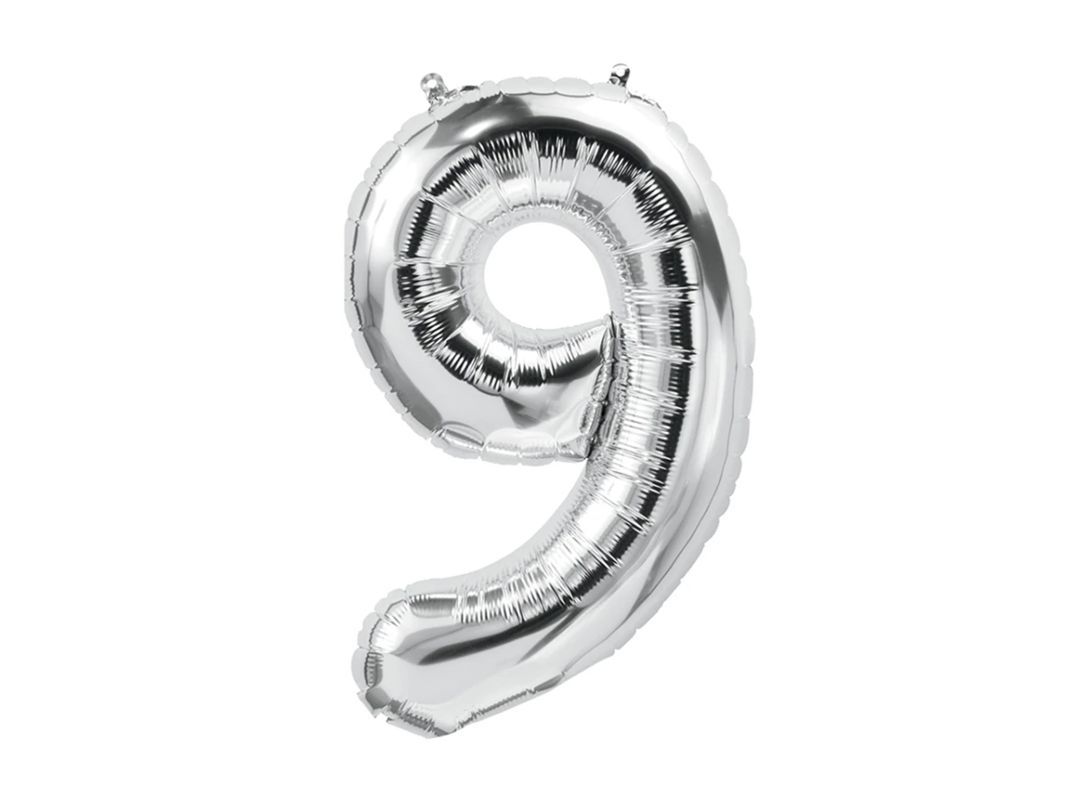 Balloon Number 9 Silver (Filled With Regular Air)