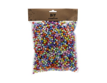 BinjiA DIY Creative Polystyrene Mini Ball Set Different Sizes 0.7-0.9cm - Colorful