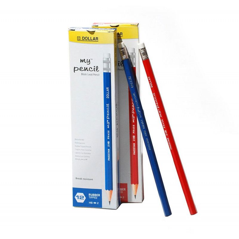 Dollar Pencil Box Rubber Tipped, 12 Pieces