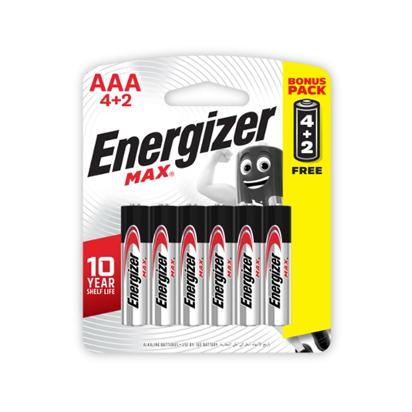Energizer Max Alkaline AAA Batteries, 4+2 Pieces