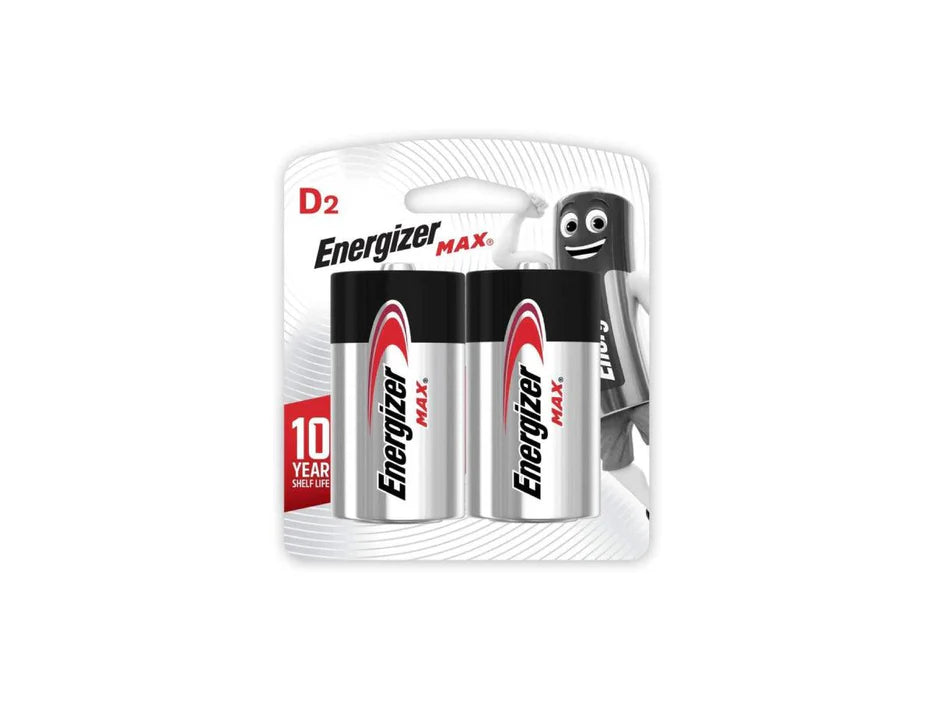 Energizer Max Alkaline D Batteries, 2 Pieces