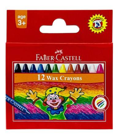 Faber-Castell Wax Crayons, 75mm, 12 Colors