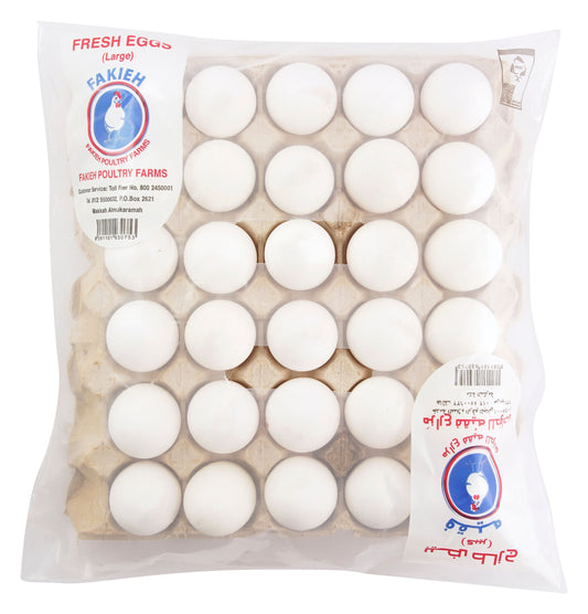 Fakieh Fresh Large White Eggs, 30 Pieces