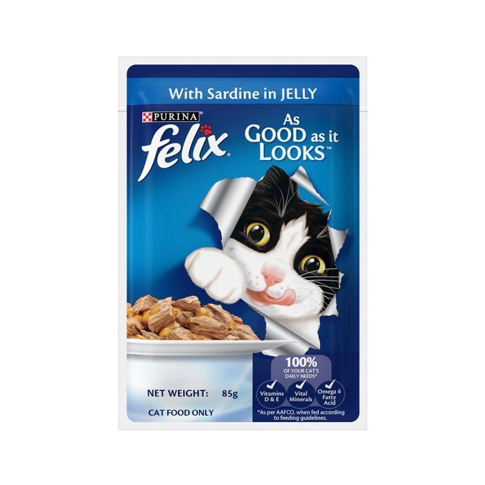 Felix Sardine In Jelly Adult Cat Food Pouch, 85g