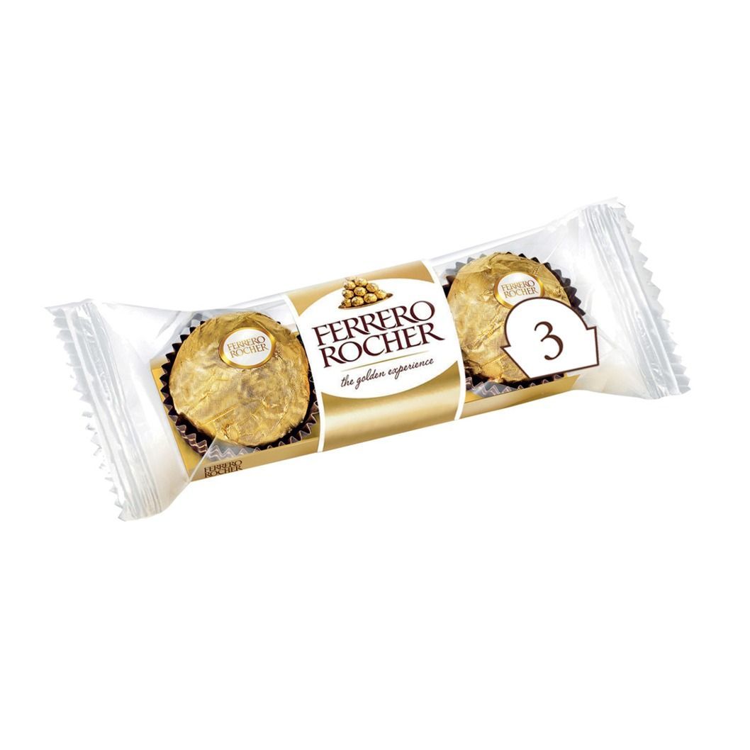 Ferrero Rocher Fine Hazelnut Milk Chocolates, (3 Pieces), 37.5g