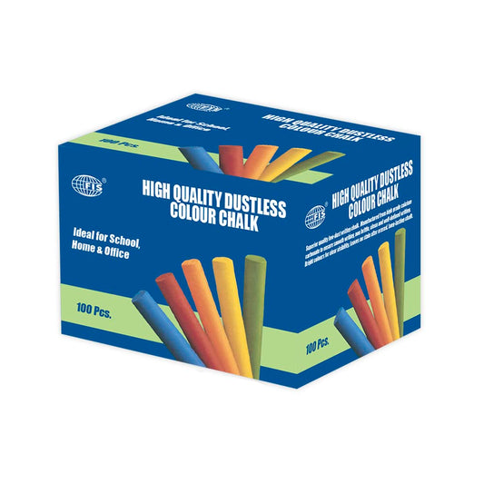 Fis High Quality Dustless Colour Chalk, 100 Pieces