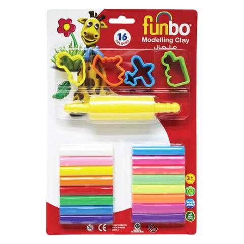 Funbo M.clay 16 Colors + 4 Molds, 200g