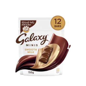 شوكولاتة جالاكسي مينيز حليب ناعم، ألواح شوكولاتة صغيرة (12 قطعة)، 150 غرام