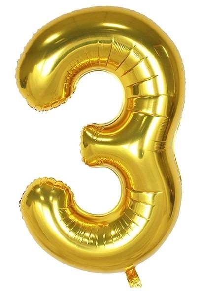 بالون هيليوم ذهبي رقم 3، قطعة واحدة
