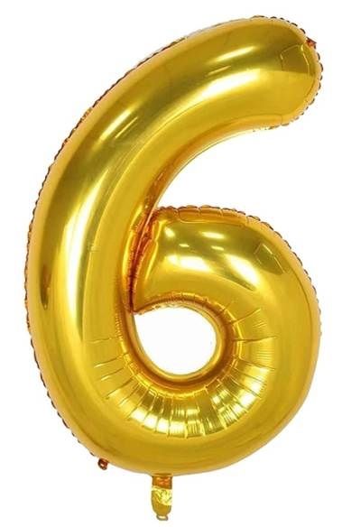 بالون هيليوم ذهبي رقم 6، قطعة واحدة