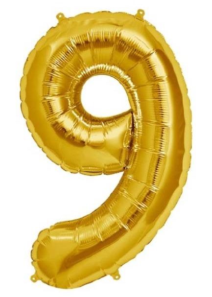 بالون هيليوم ذهبي رقم 9، قطعة واحدة