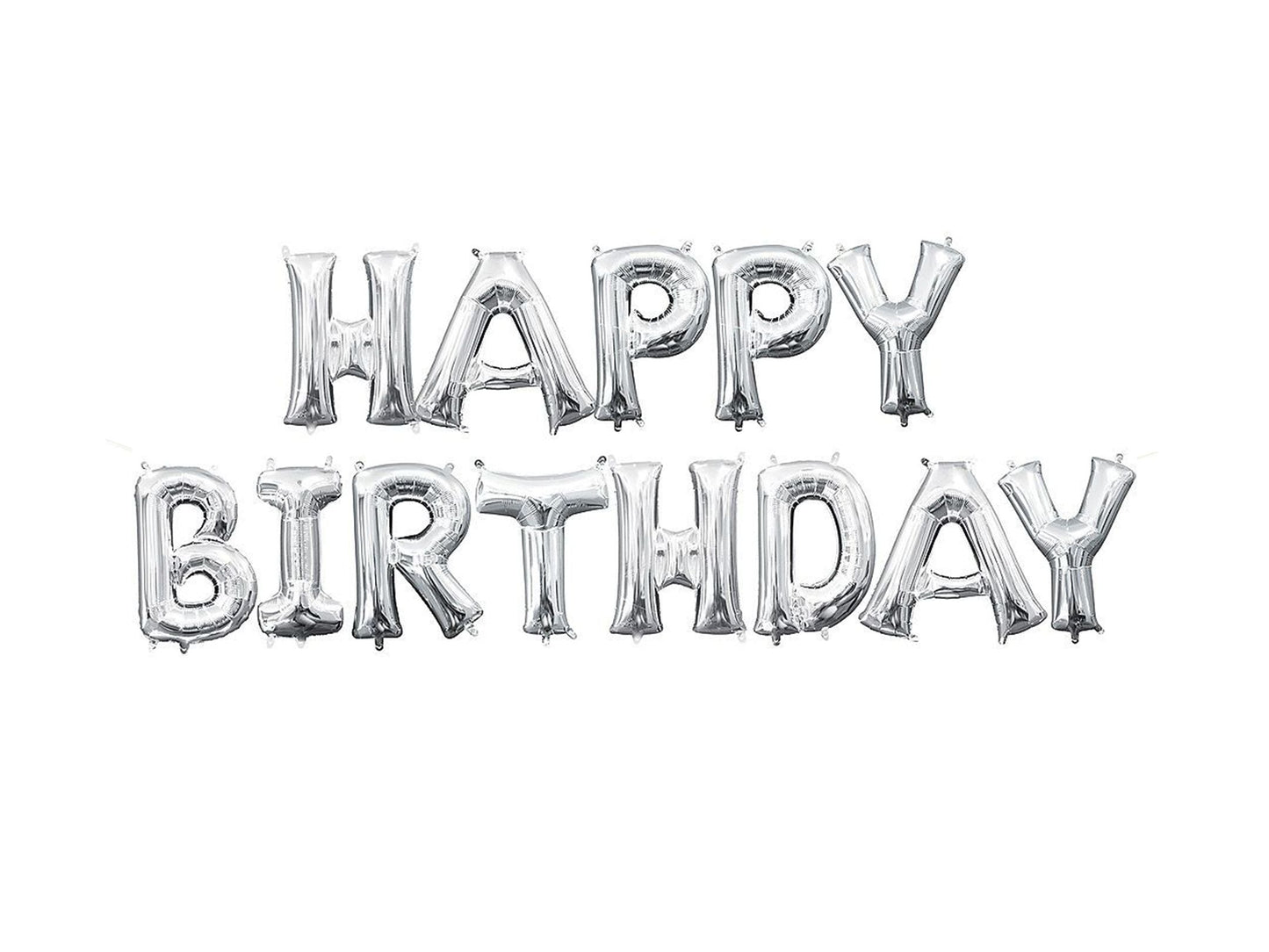 Happy Birthday Foil Balloon Silver Regular Air