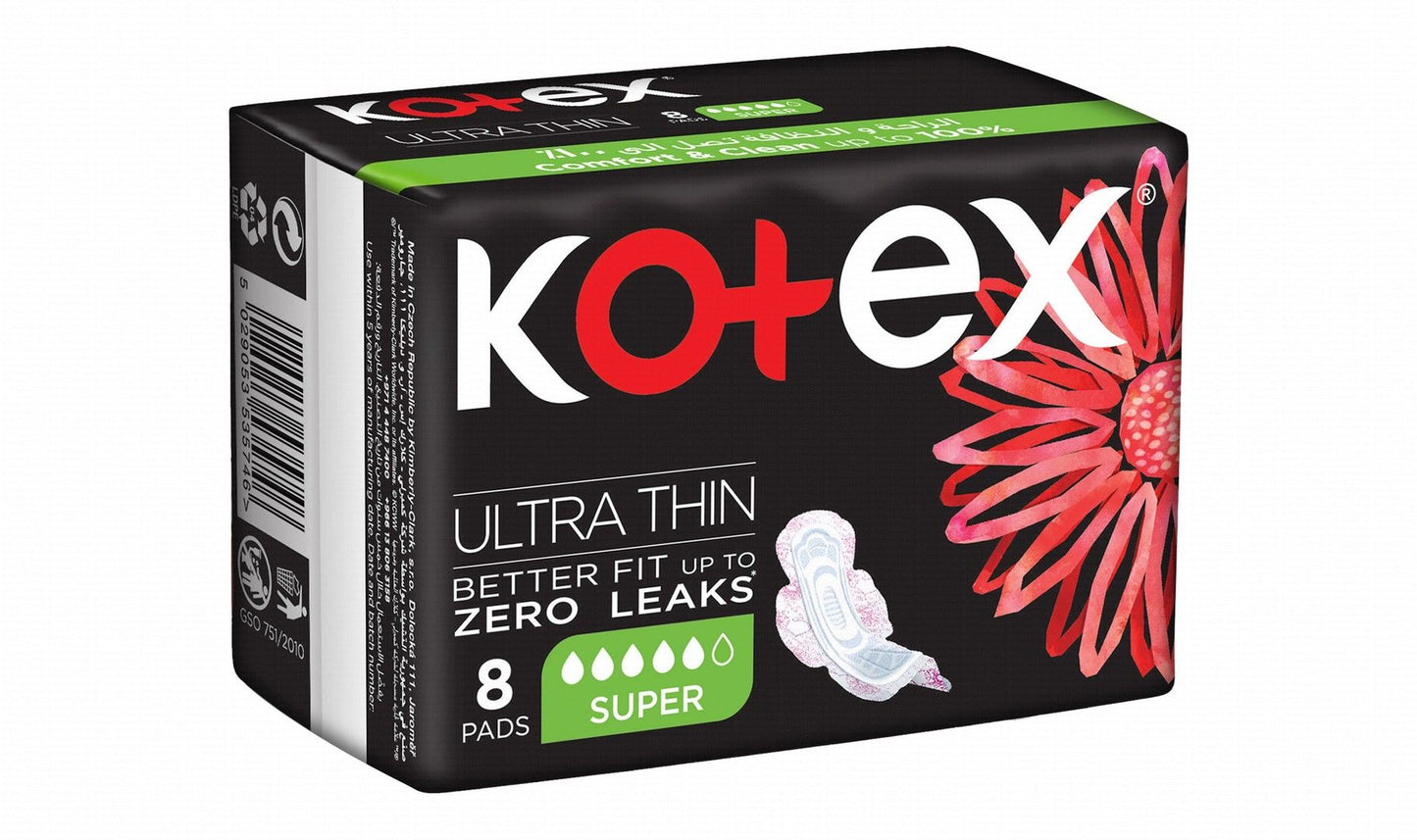 Kotex Ultra Thin Feminine Pads, 8 Pads