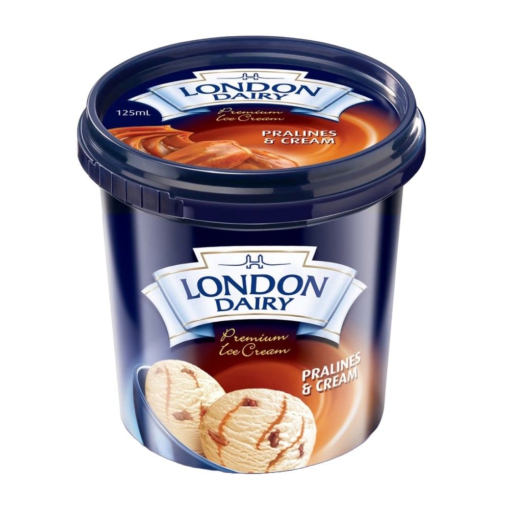 London Dairy Pralines & Cream Ice Cream Cup, 125ml