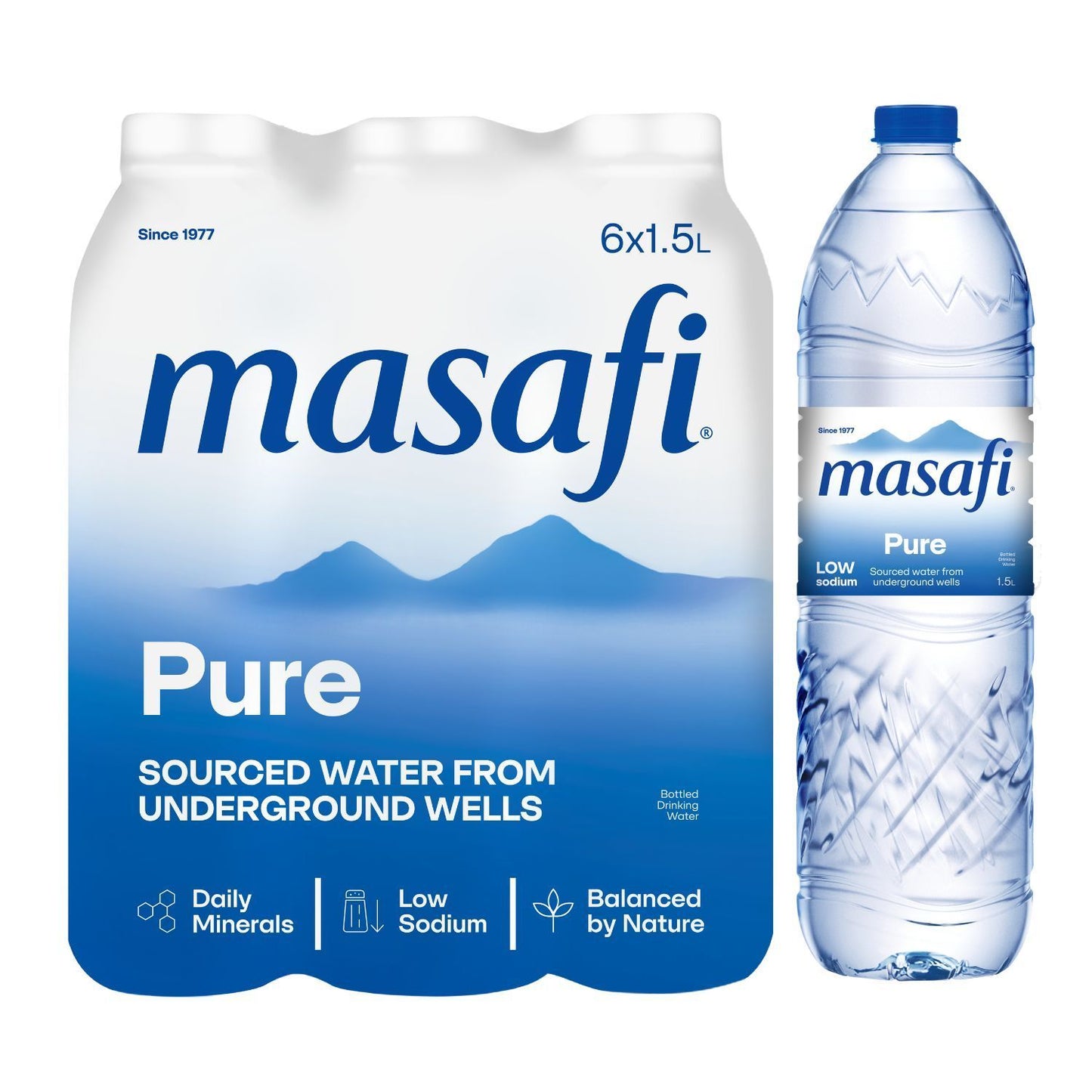 Masafi Pure Low Sodium Water, 6x1.5L