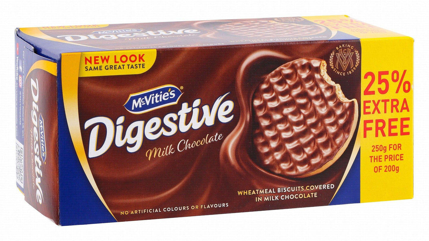 McVitie's Digestive Milk Chocolate Biscuit, 250g + 25% Extra Weight