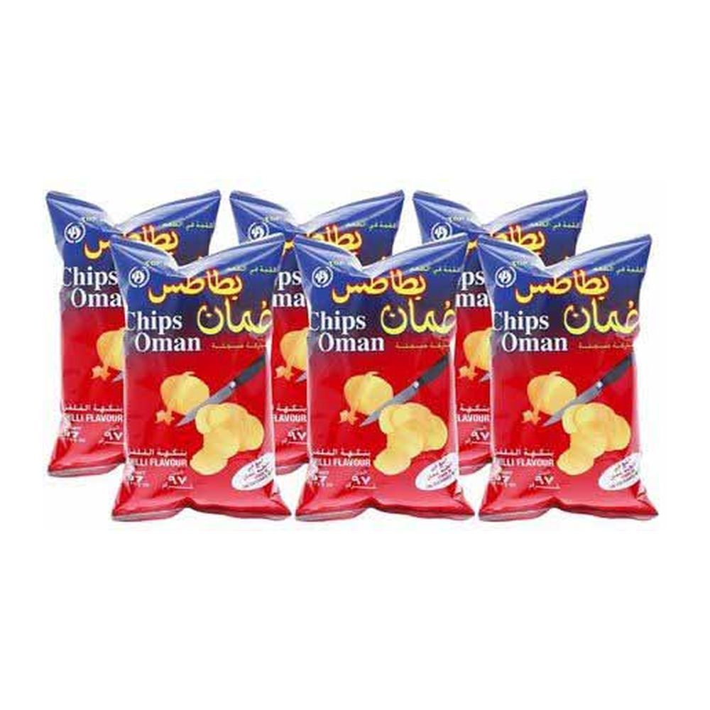 Oman Chilli Flavour Potato Chips 97g x Pack of 6