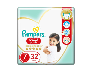 Pampers Premium Care Pants Diapers, Size 7, 20+ kg, 32 Diapers