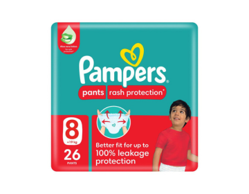 Pampers Rash Protection Pants Diapers, Size 8, 19+kg, Value Pack, 26 Pieces
