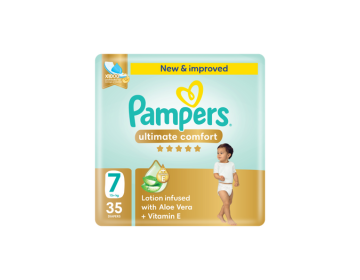 Pampers Ultimate Comfort Taped Diapers, Size 7, 15+kg, Giant Pack, 35 Count