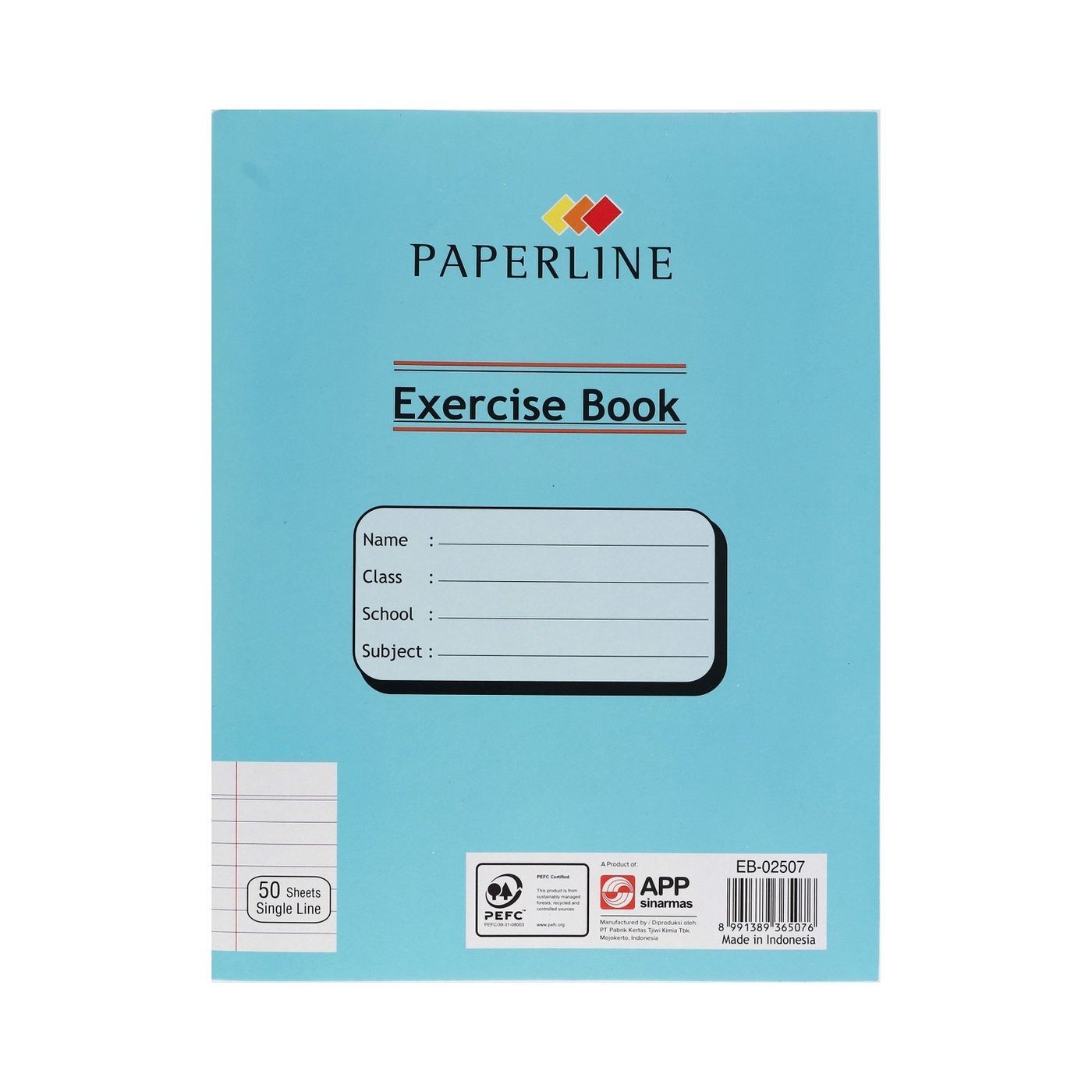 Paperline Exercise Book Single Line with Left Margin, 50sheets-100 pages