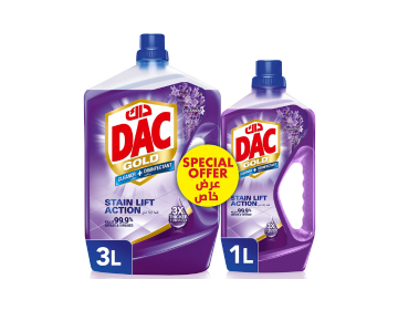 Dac Gold Disinfectant Multi-Purpose Cleaner 3X Formula Lavender Scent, 3L + 1L