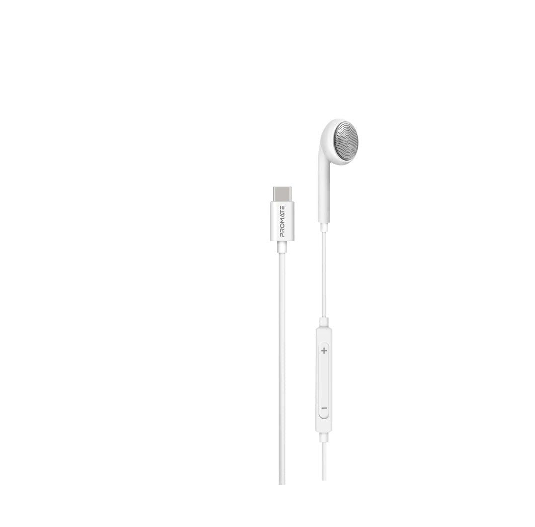 سماعة أذن سلكية أحادية بمنفذ USB-C من بروميت مريحة داخل الأذن - أبيض