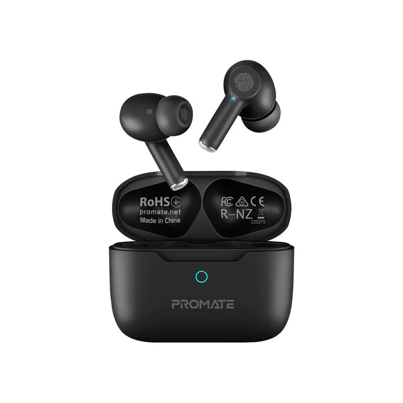 Promate High-definition Anc Tws Earphone with Intellitouch - Black