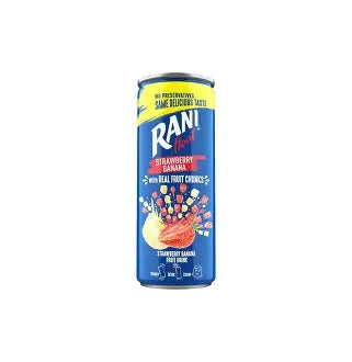 Rani Float Strawberry Banana Real Fruit Chunks Fruit Drink Can, 235ml
