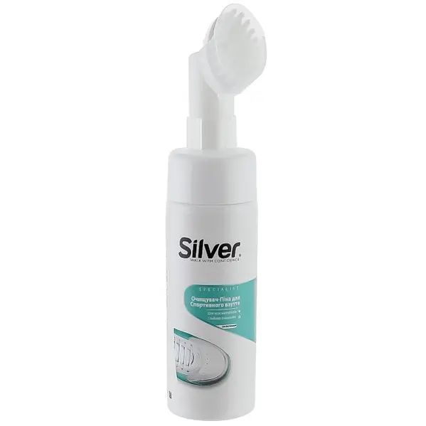 Silver Foam Shoe Cleaner with Brush, 150ml