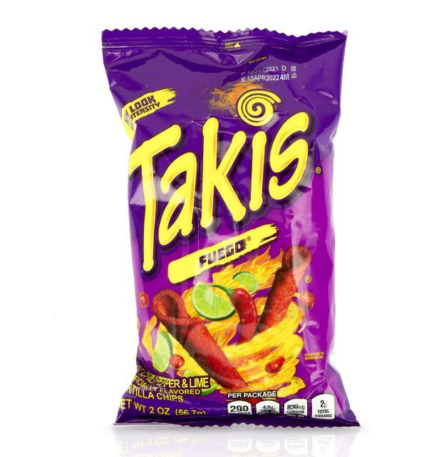 Takis Fuego Hot Chili Pepper & Lime Tortilla Chips, 56g