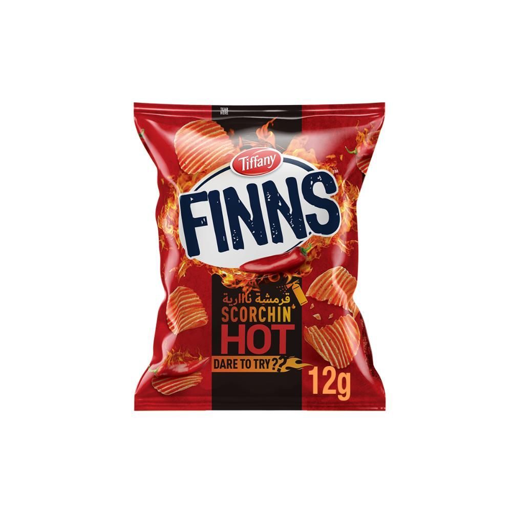 Tiffany Finns Crinkled Potato Chips Scorchin' Hot, 12g