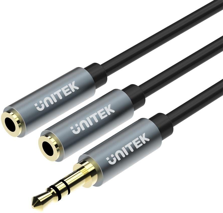Unitek 0.2m 3.5mm AUX Audio Cable Male to 2x Female