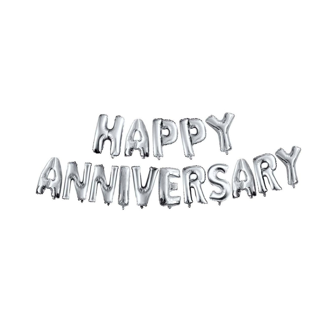 Anniversary Party Decorations Foil Balloon Banner-Silver