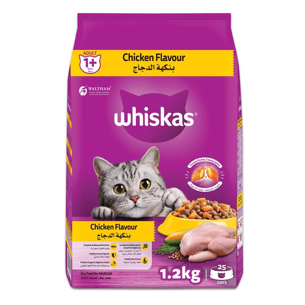 Whiskas Chicken Dry Cat Food Bag, 1.2kg