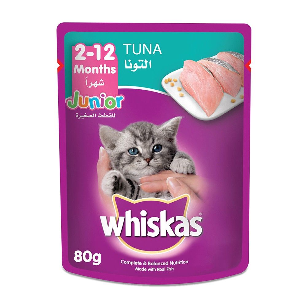 Whiskas Junior Tuna Wet Kitten Food Pouch, 2-12 Months, 80g