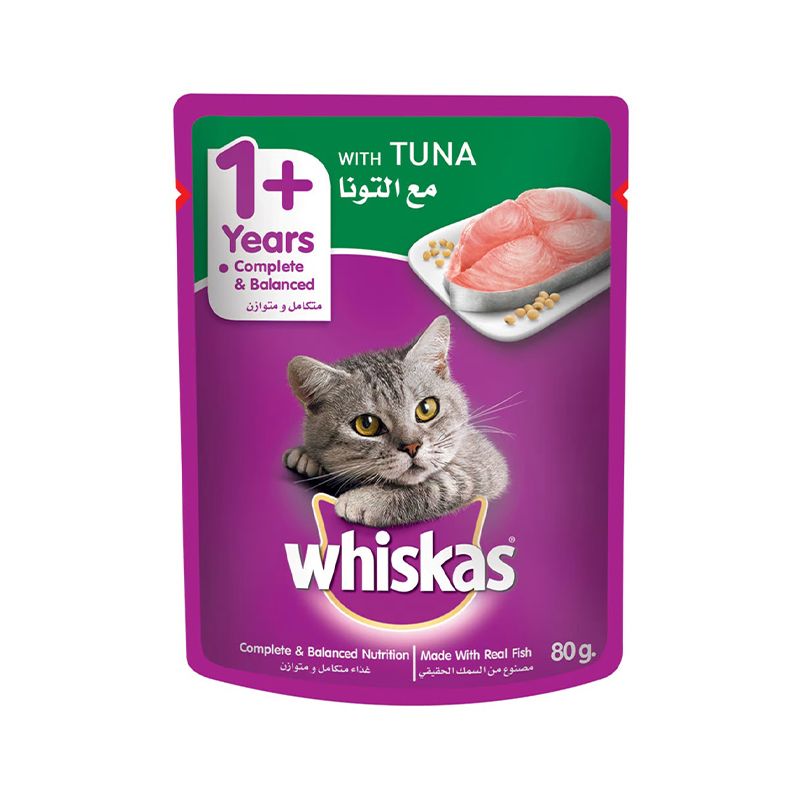 Whiskas Tuna Jelly Wet Cat Food Pouch, 1+ Years, 80g